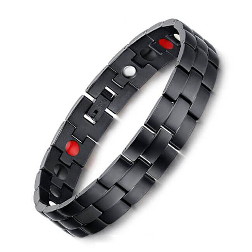 Men's Stainless Steel Magnetic Bracelet in Black