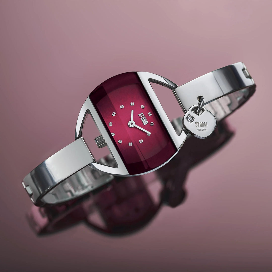 Storm Watch with red face and silver band on a white background | Carathea jewellers