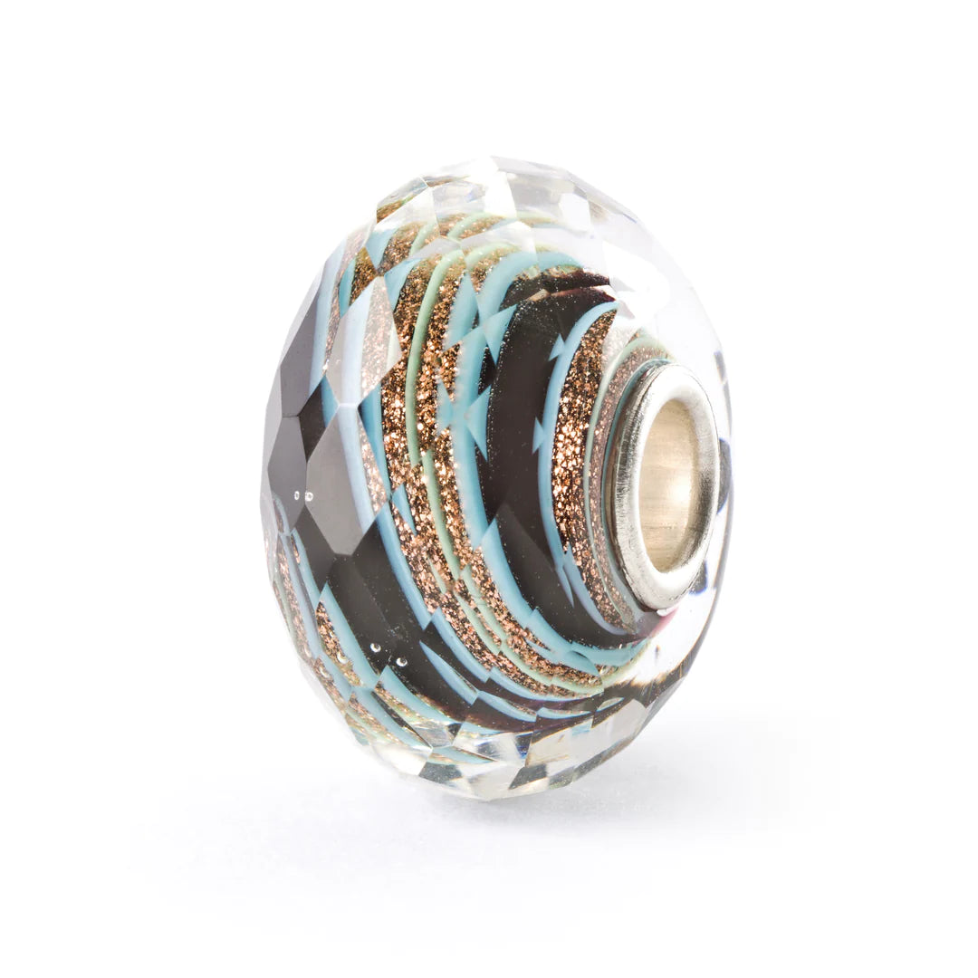 Trollbeads glass bead in blue, black and gold - Carathea