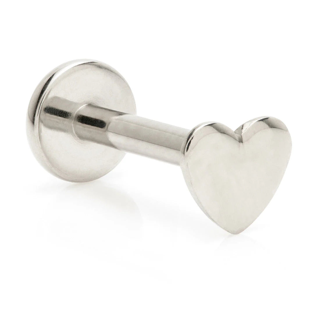 Titanium heart labret earring for sensitive skin.
