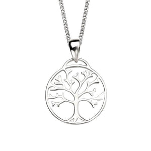 silver openwork tree of life design pendant and chain - Carathea jewellers