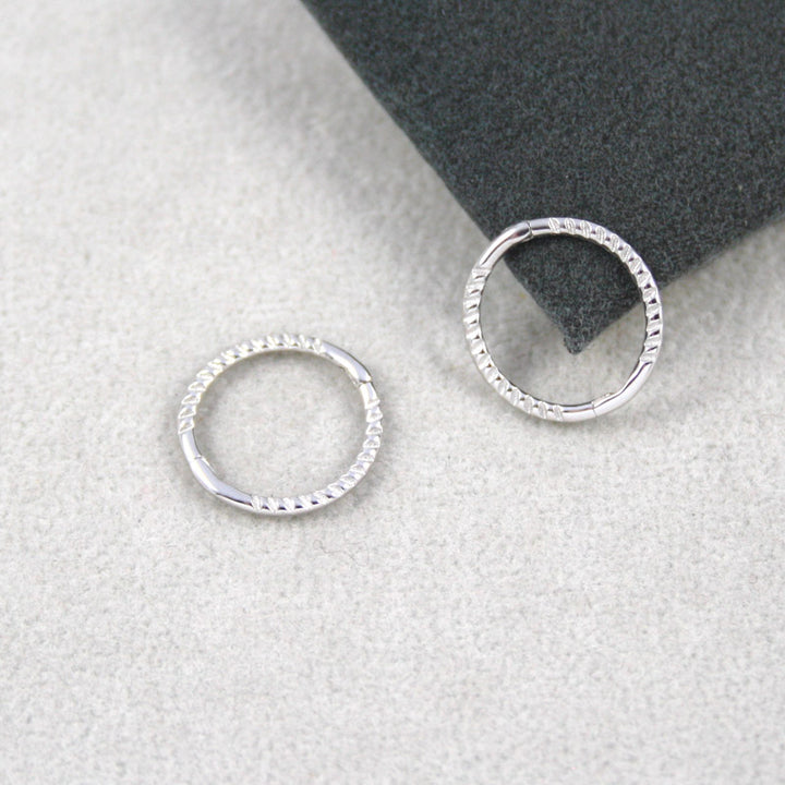 9ct White Gold Rope Huggie Earrings