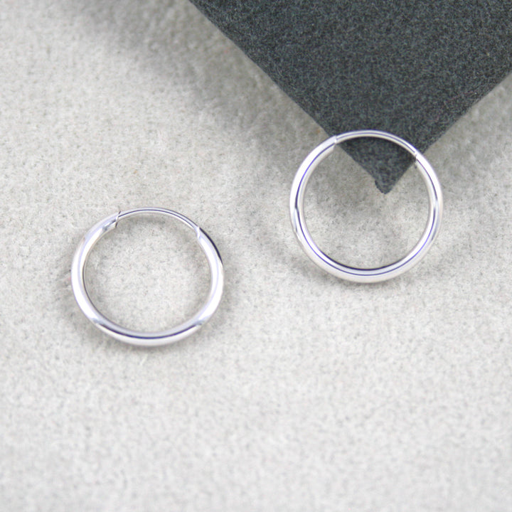 9ct White Gold Sleeper Earrings 10 mm