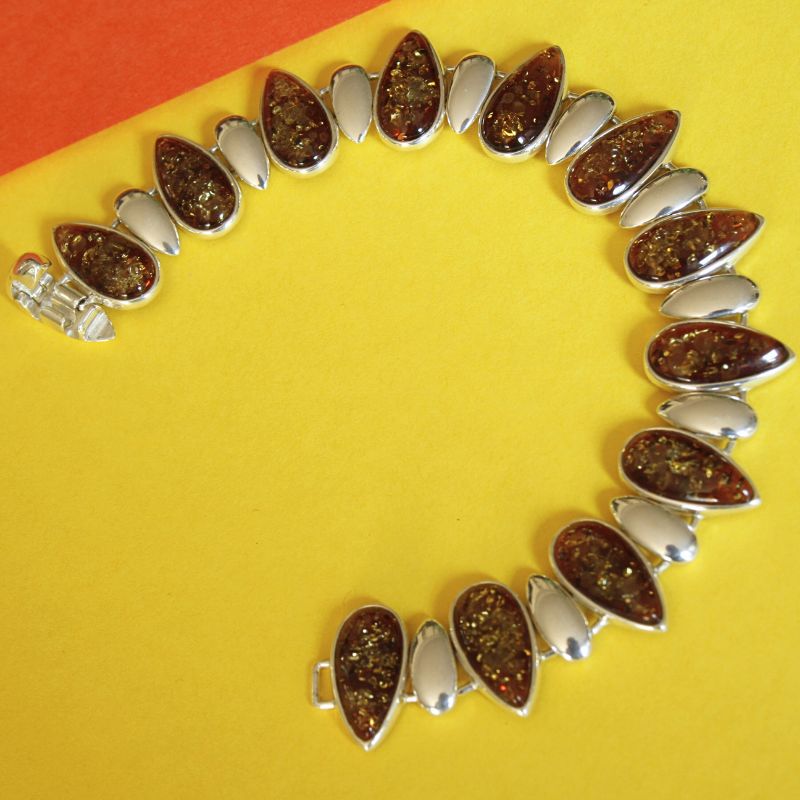 Cognac Amber Teardrops Bracelet