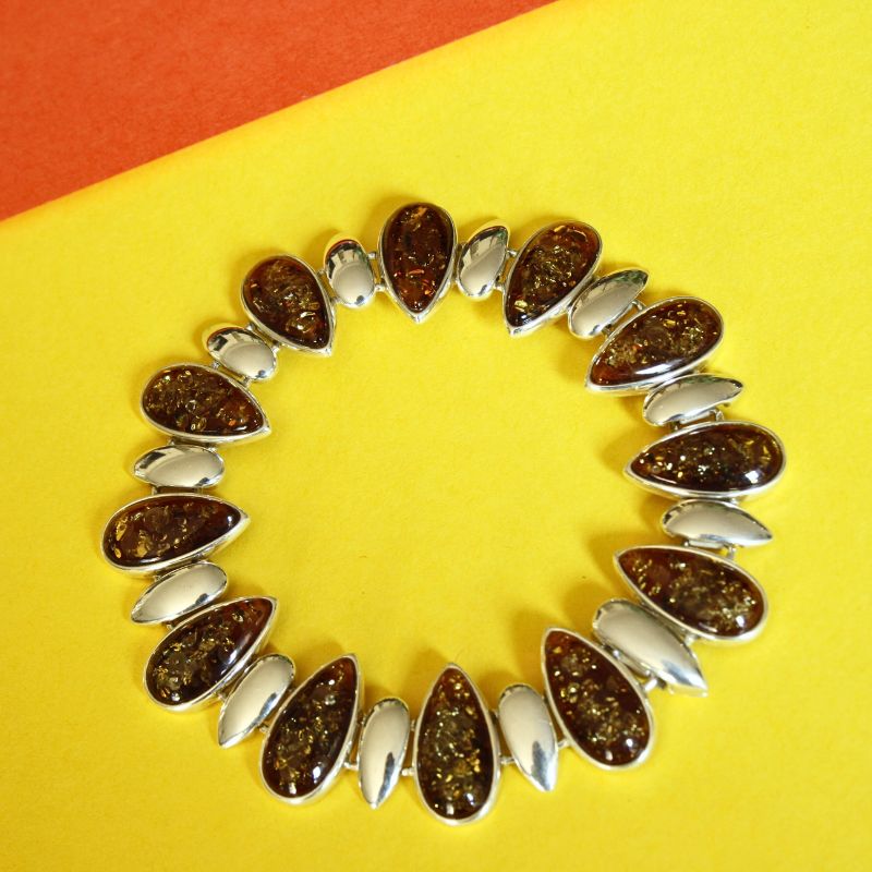 Cognac Amber Teardrops Bracelet