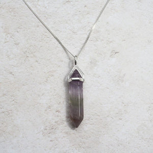 Amethyst DT Point Pendant in Silver (excludes chain)