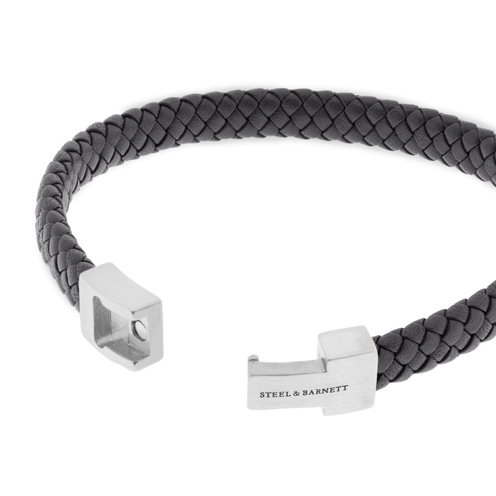 Steel & Barnett "Archie" Bracelet in Black Leather and Steel