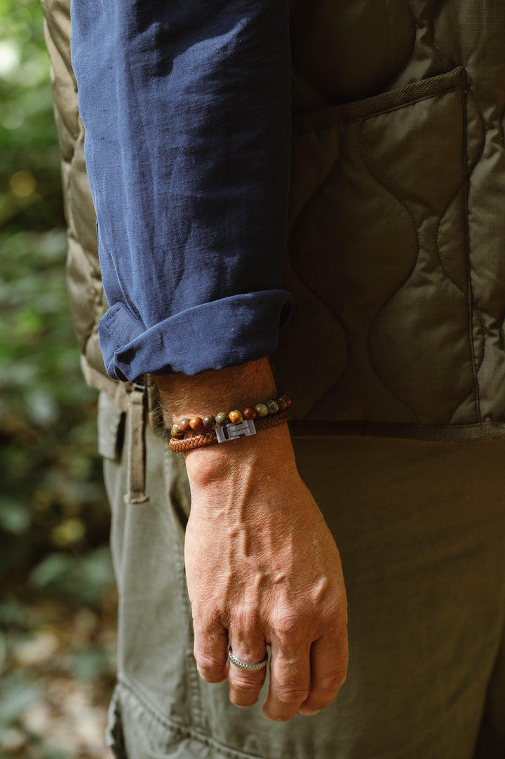 Steel & Barnett "Archie" Bracelet in Peanut Leather and Steel