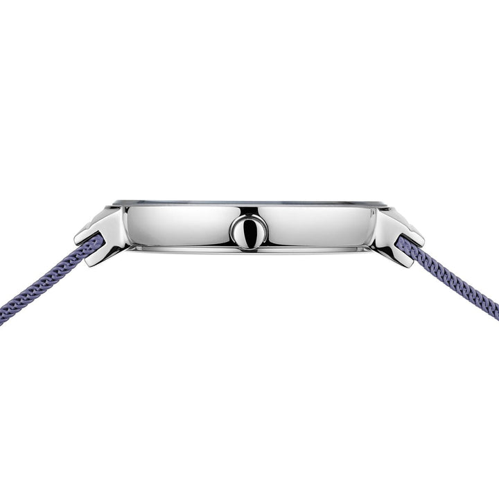 Lavender blue ladies watch with Swarovski crystal hour markers.