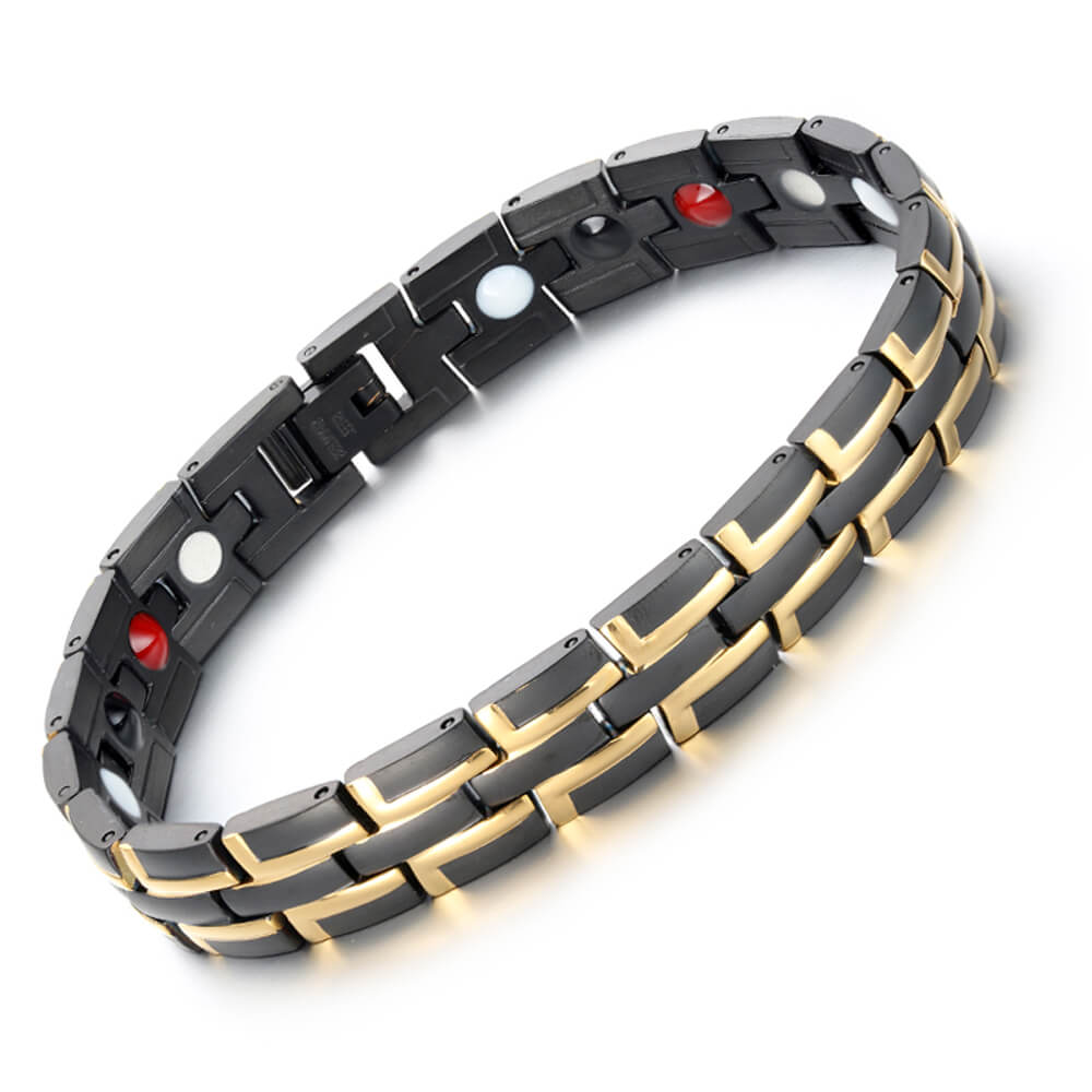 black and gold stainless steel magnetic bracelet - Carathea jewellers