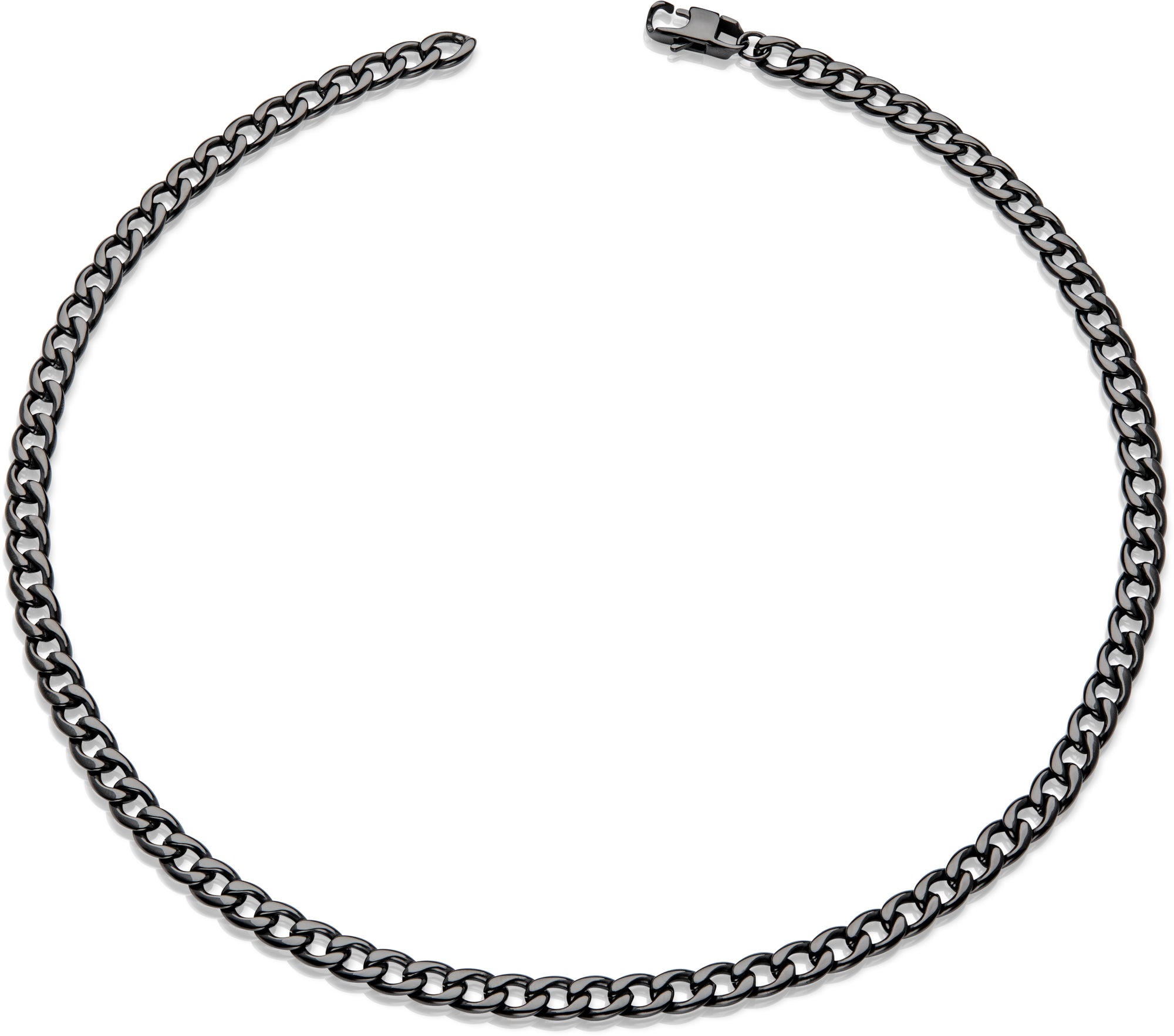 black ip plated stainless steel curb necklace for men - Carathea jewellers