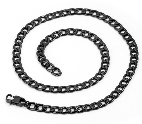 black ip plated stainless steel curb necklace for men - Carathea jewellers