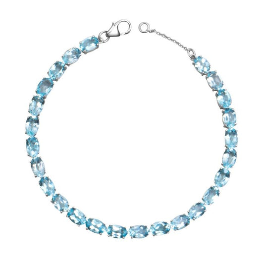 white gold blue topaz tennis bracelet | Carathea