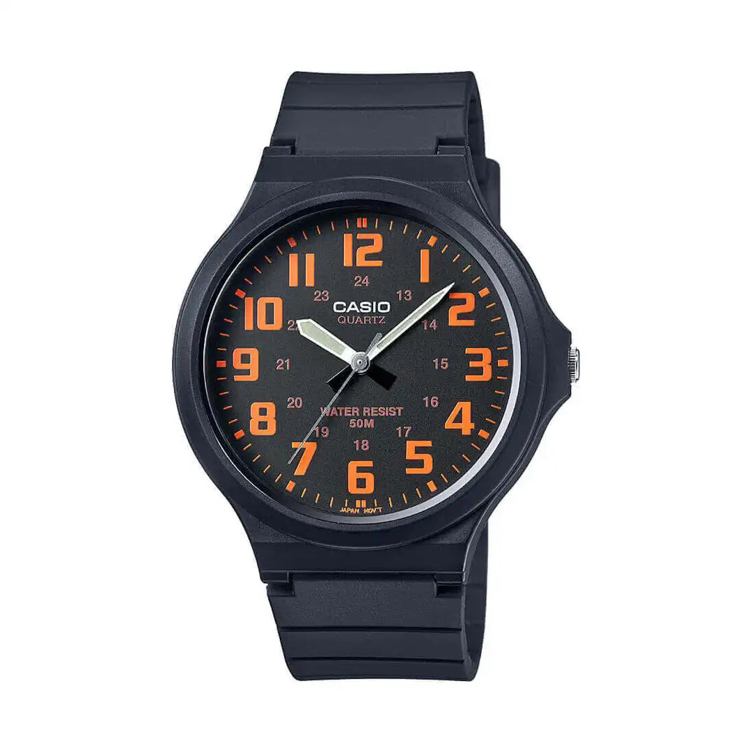 Casio black watch with orange numbers - Carathea jewellers