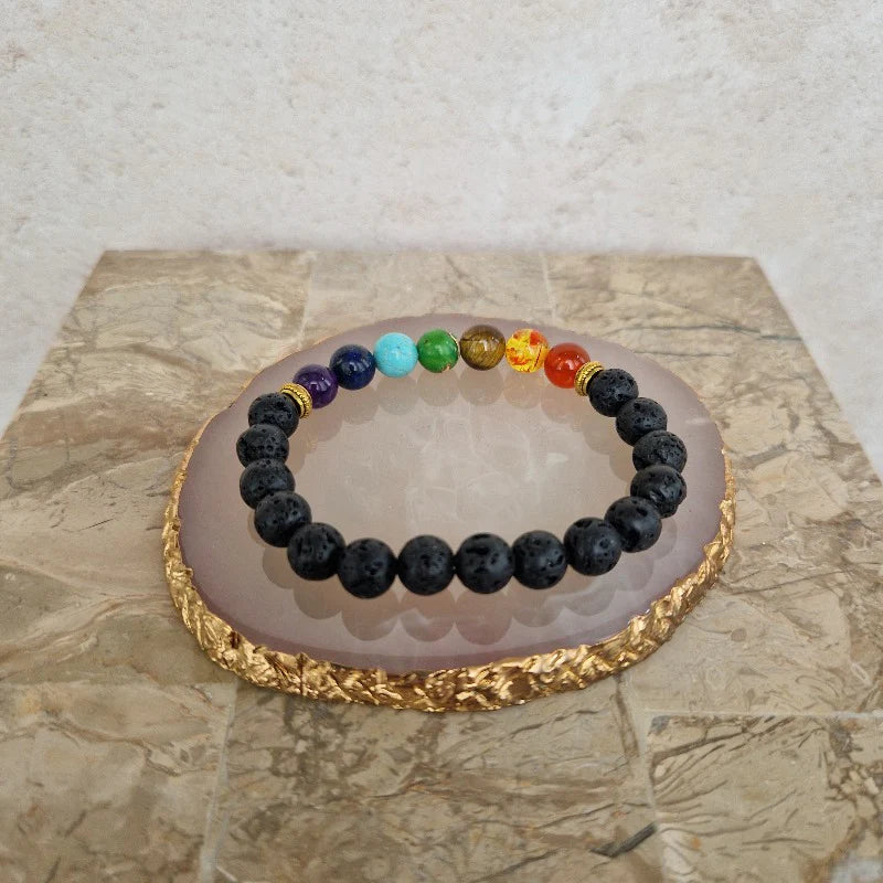Chakra power bracelet with lava beads - Carathea