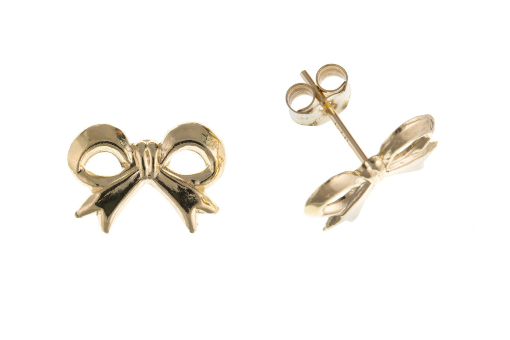 9ct gold bow earrings for girls | Carathea Jewellery