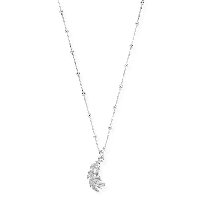 ChloBo bobble chain necklace with heart in feather charm | Jewellery Carathea
