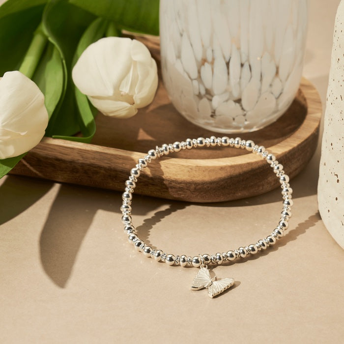 Silver beaded butterfly bracelet | jewellery Carathea