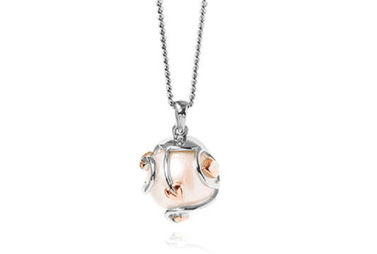 Silver & Welsh Gold Caged Pearl Pendant - Carathea jewellers