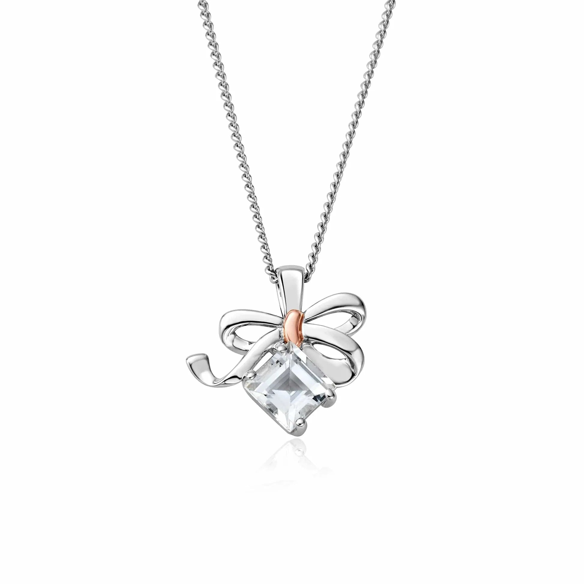 Christmas Bow pendant with White topaz - Carathea jewellers