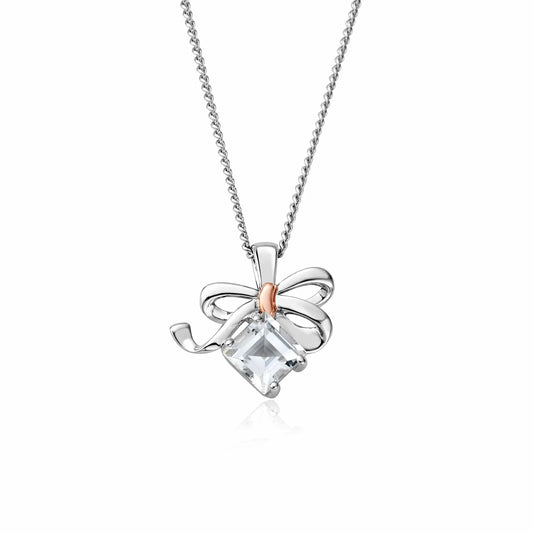 Christmas Bow pendant with White topaz - Carathea jewellers