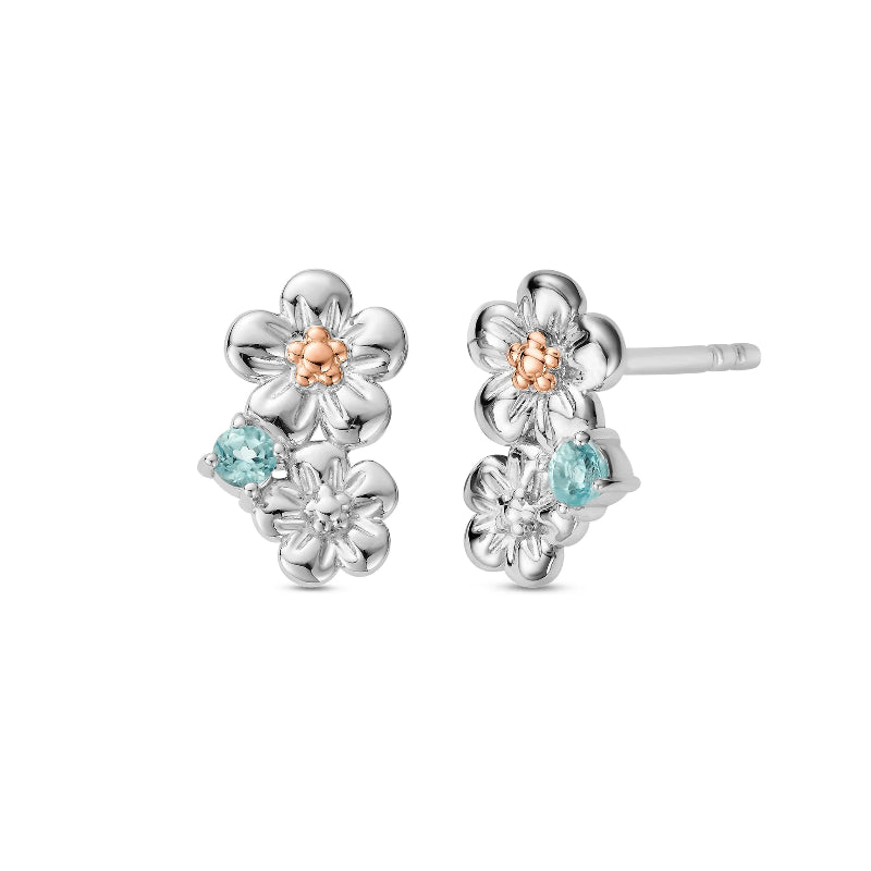 Clogau Forget-me-Not cluster earrings with Sky blue Topaz - from Carathea at Jools 