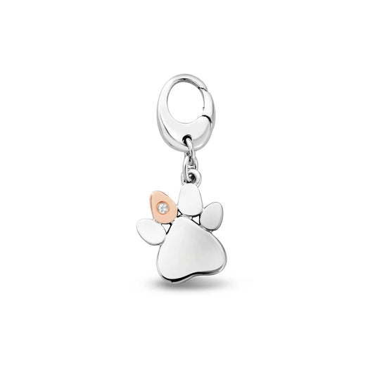 Silver and Welsh Gold Paw Print Charm - Carathea Jewellers