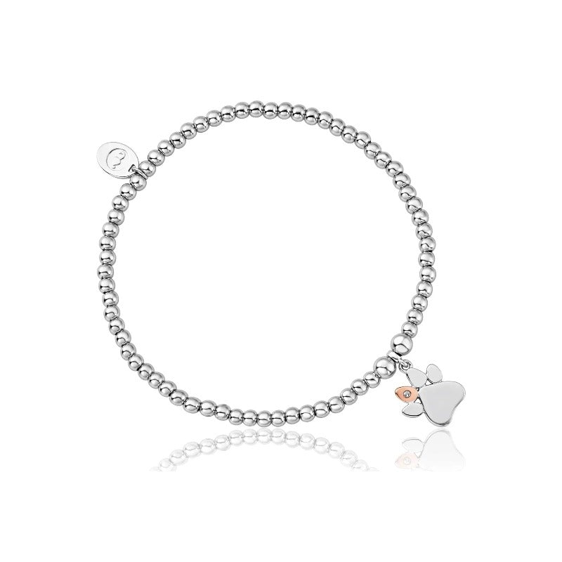 silver and elsh gold expanding bracelet with paw print charm | Carathea