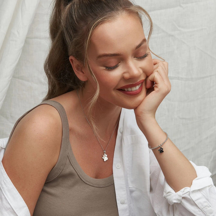 Clogau Paw Prints Sterling Silver Affinity Bracelet with Topaz