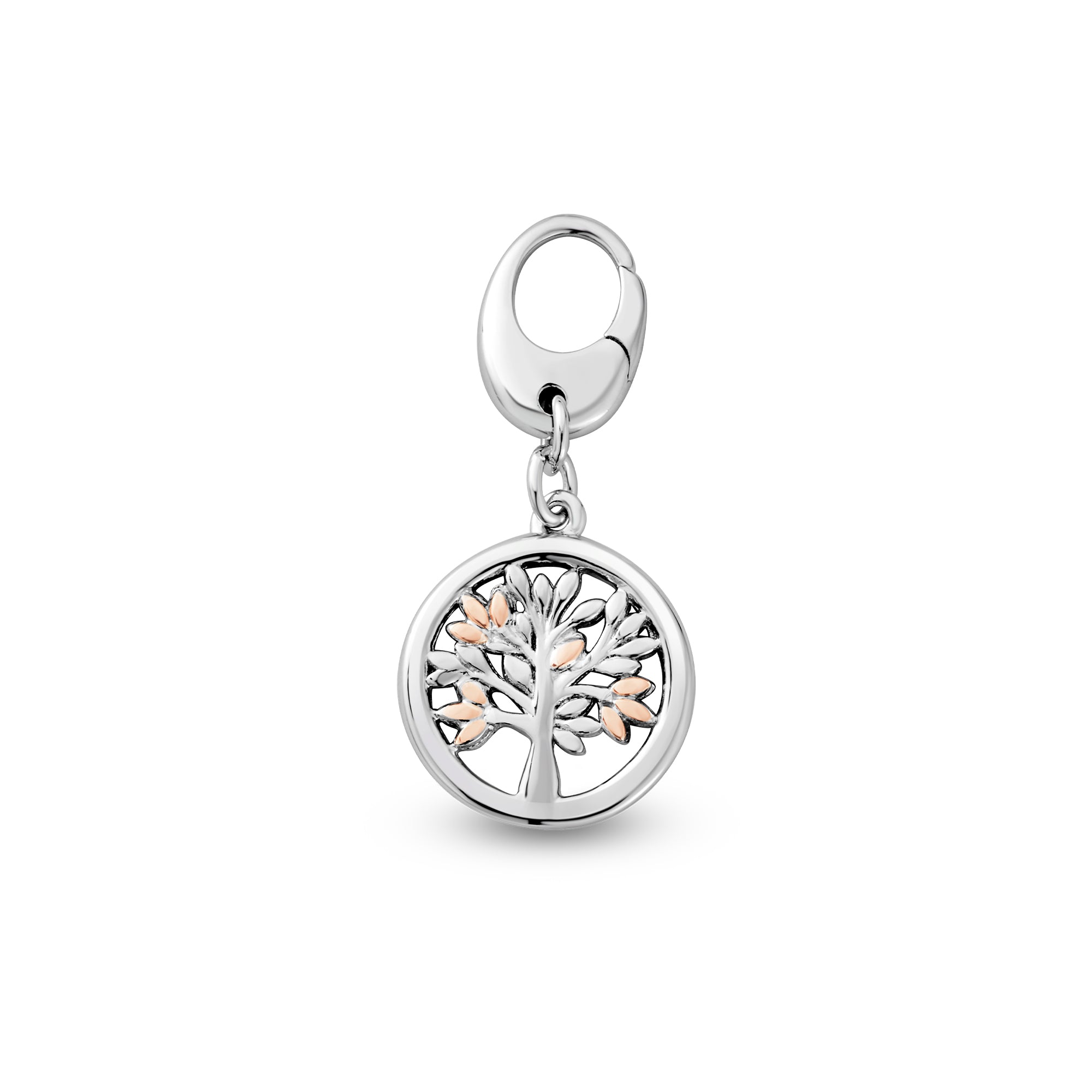 Silver and Rose Gold Tree of Life circular charm - Carathea jewellers