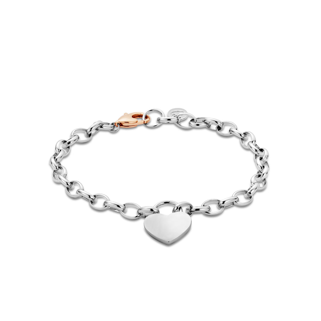 Clogau Cariad padlock bracelet in silver and rose gold.