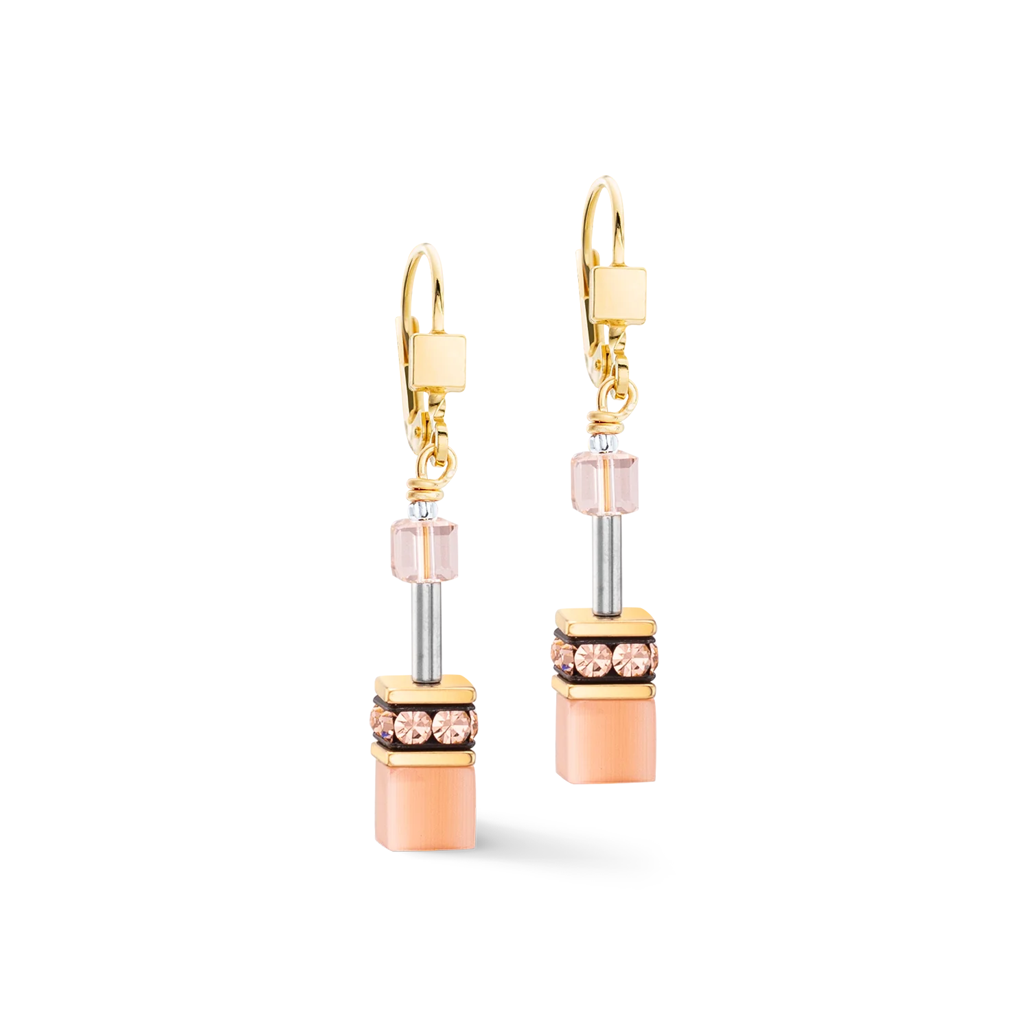 Coeur de Lion Geo Cube Apricot Earrings 4020/20-0230