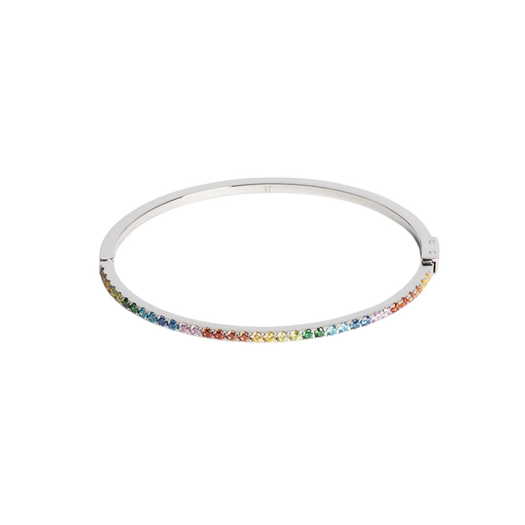 Multicoloured crystal bangle bracelet.
