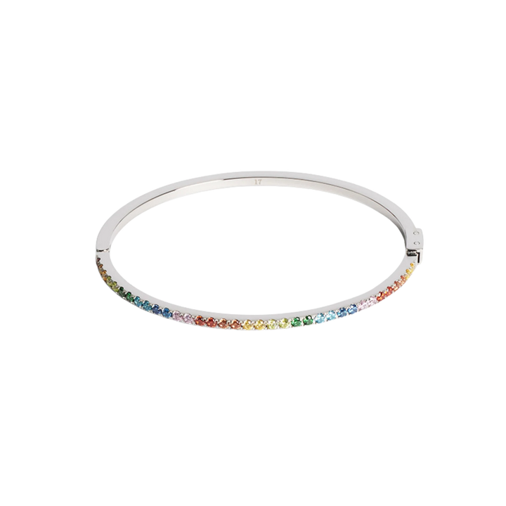 Multicoloured crystal bangle bracelet.