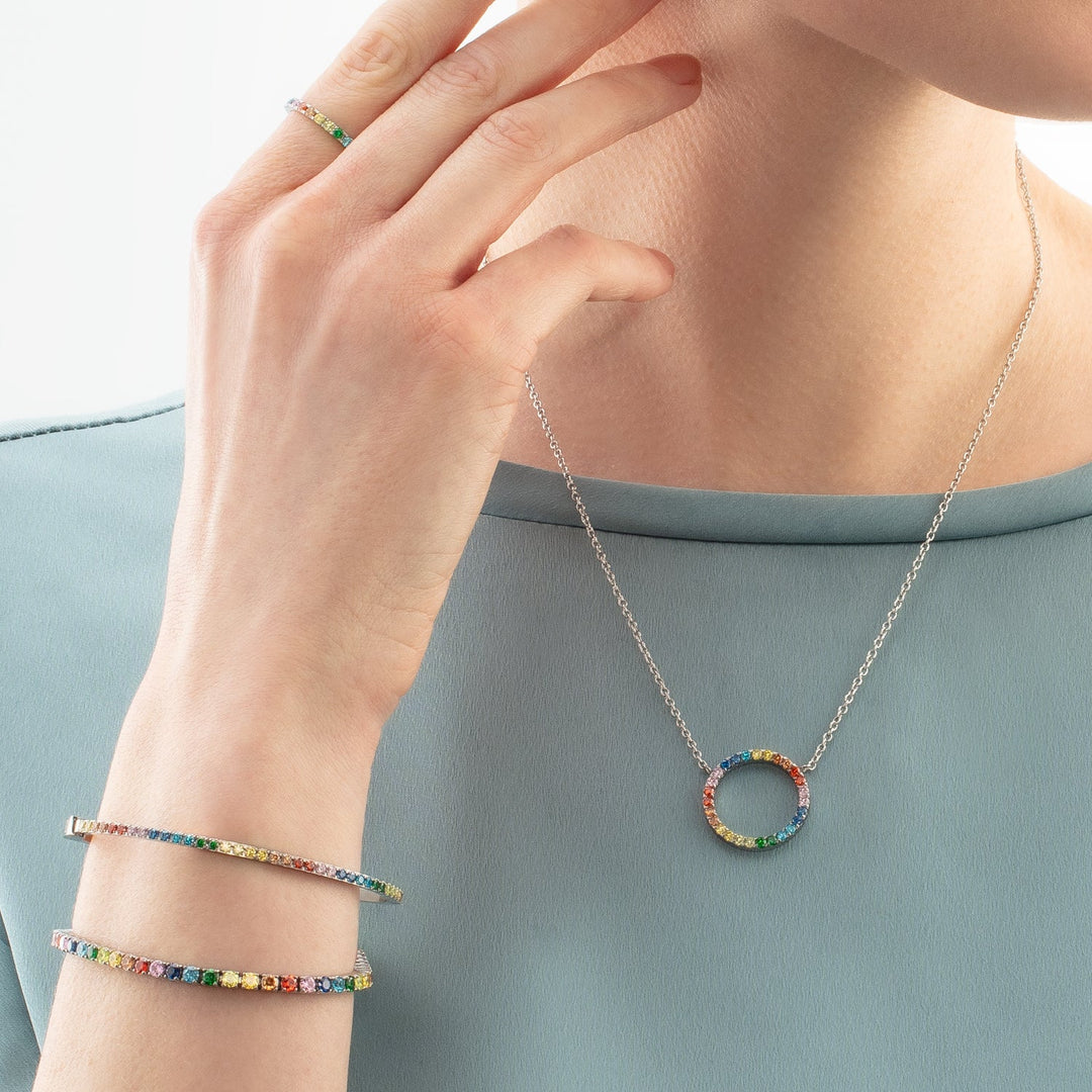 Multicoloured crystal bangle bracelet.