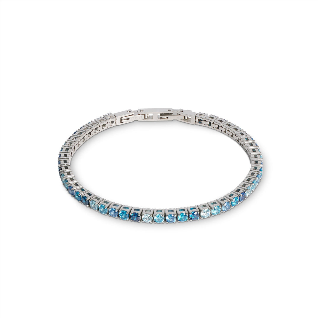 stainless steel and blue crystal tennis bracelet | Carathea Jewellers