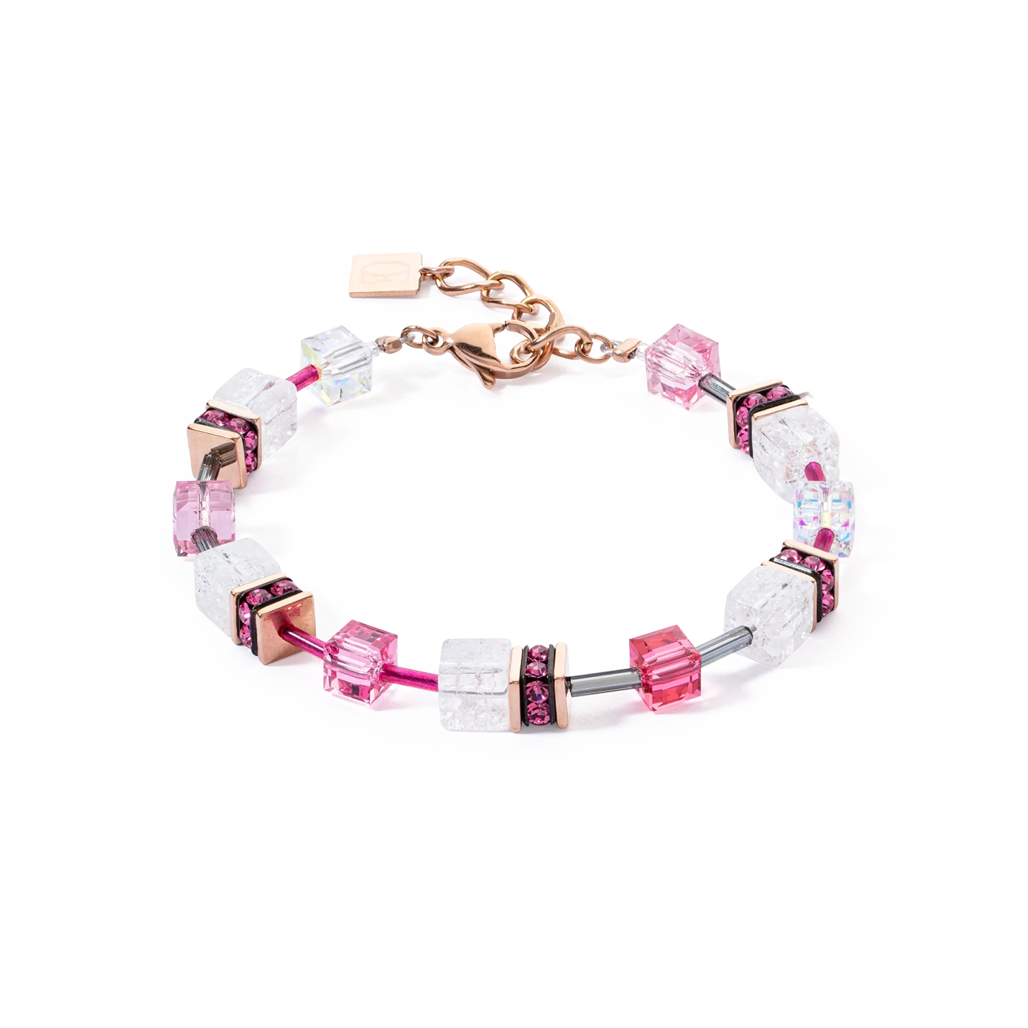 coeur de lion cubed bracelet in pink and white - Carathea