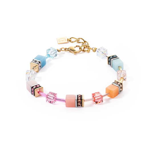 Coeur de Lion GeoCube® bracelet in Aqua and Apricot colours - Carathea jewellers