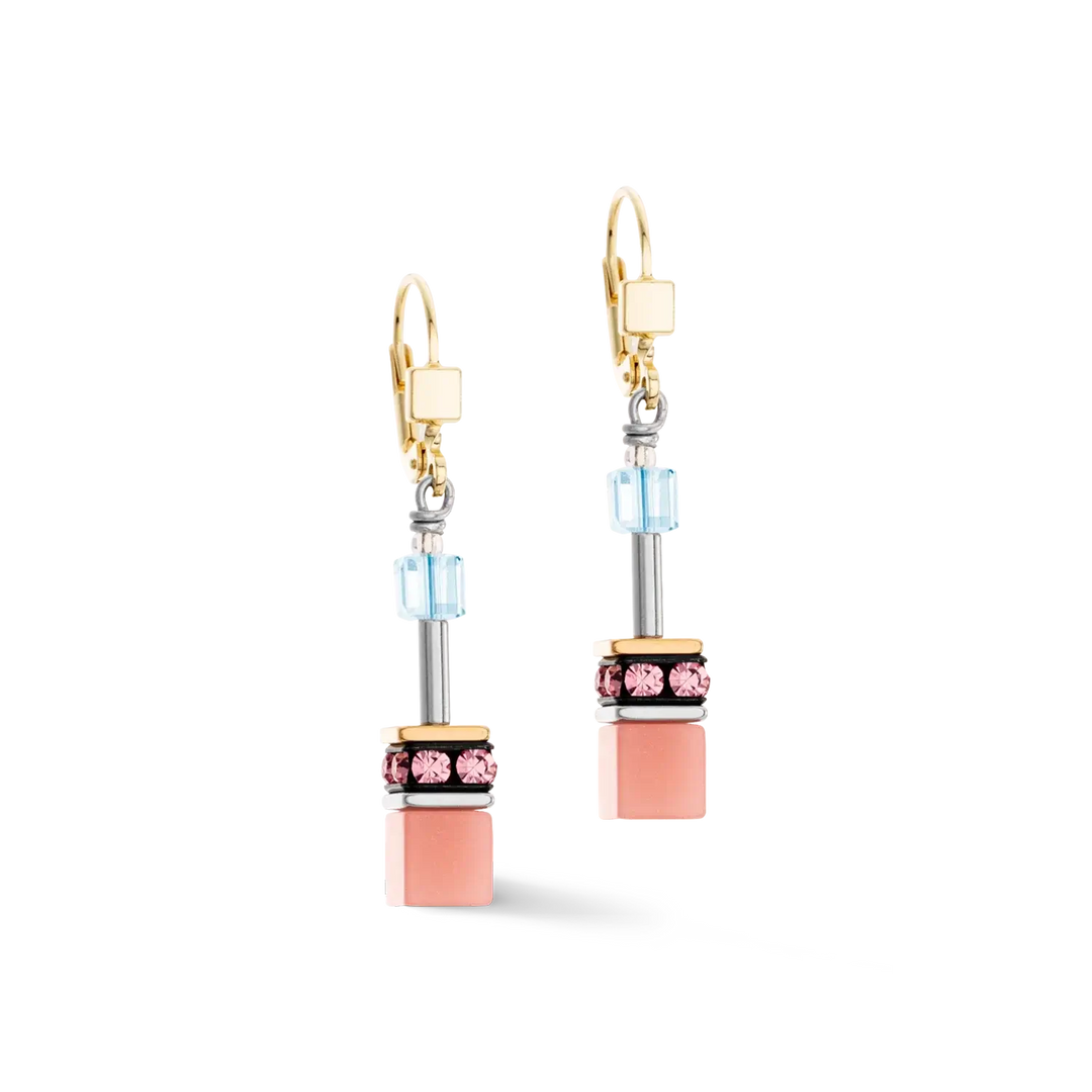 Coeur de Lion drop earrings in Apricot/Blue - Carathea jewellers