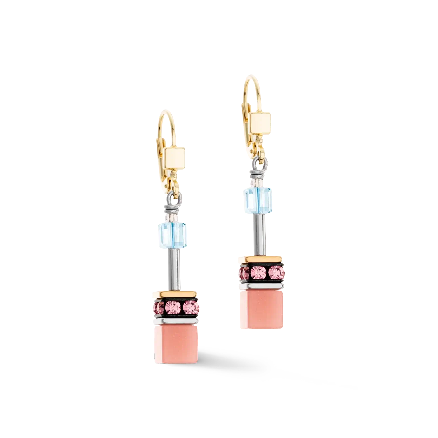 Coeur de Lion drop earrings in Apricot/Blue - Carathea jewellers