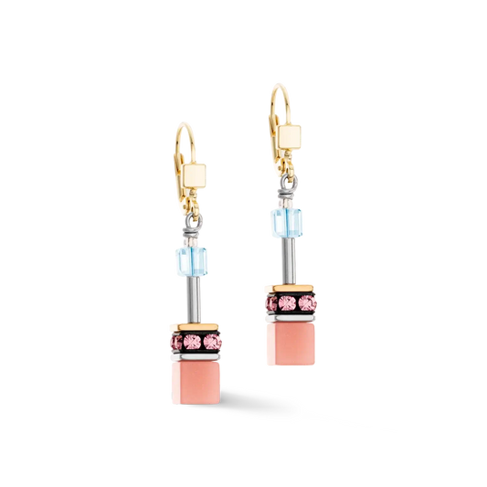 Coeur de Lion drop earrings in Apricot/Blue - Carathea jewellers