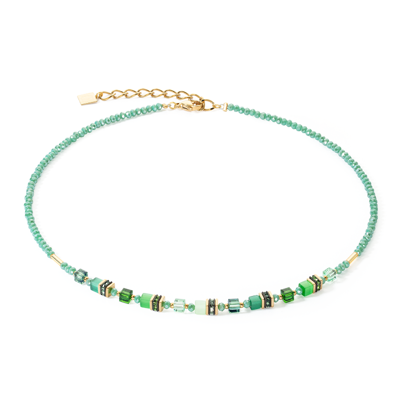 Coeur de Lion Green GeoCube Necklace - Carathea jewellers