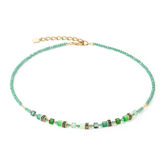 Coeur de Lion Green GeoCube Necklace - Carathea jewellers