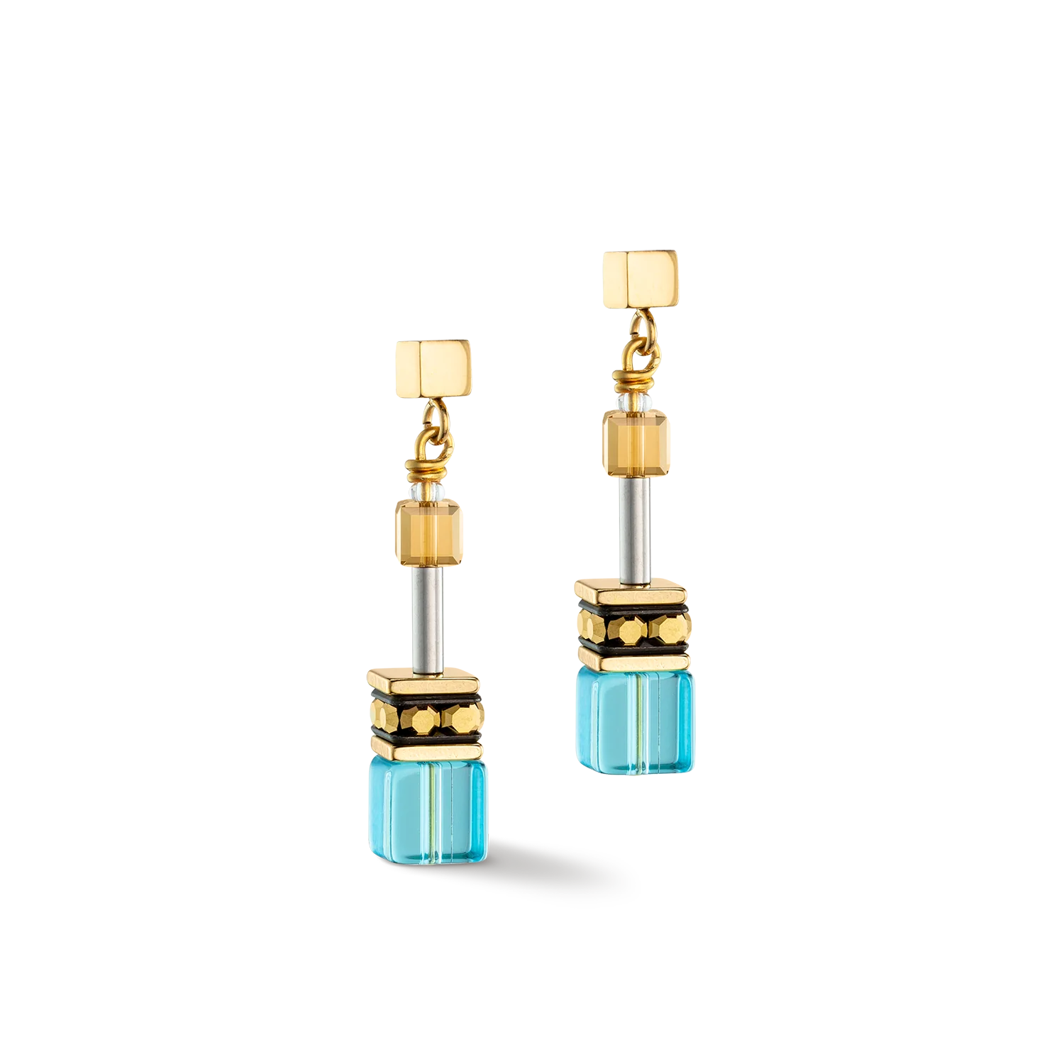 Coeur de Lion Iconic Earrings in Turquoise-Gold 2838/21-0616