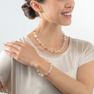 Coeur de Lion rock crystal Geocube® bracelet, necklace and earring set - Carathea jewellers