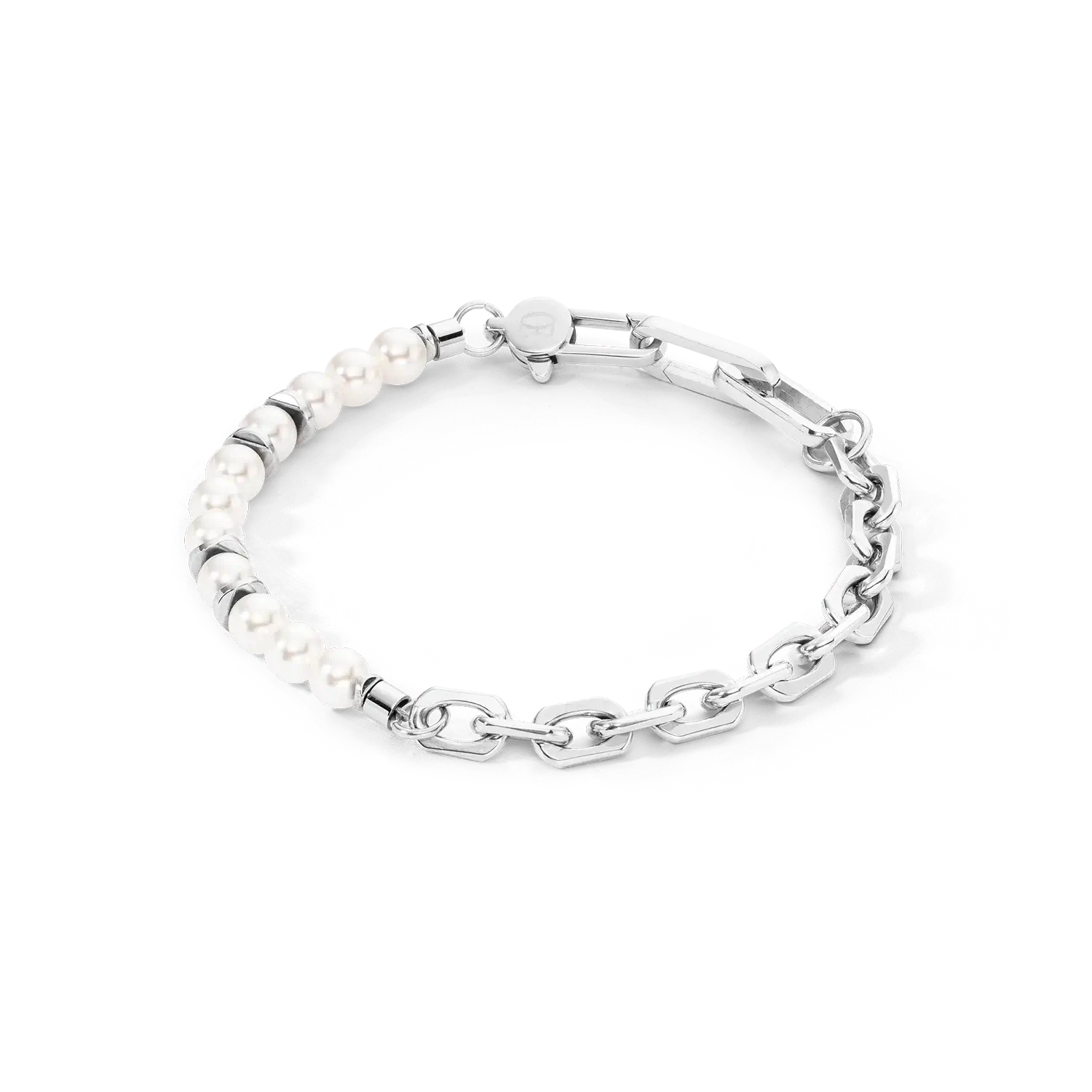 Coeur de Lion men's bracelet with links and crystal pearls - Carathea jewellers.