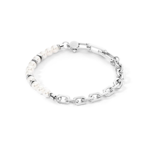 Coeur de Lion men's bracelet with links and crystal pearls - Carathea jewellers.