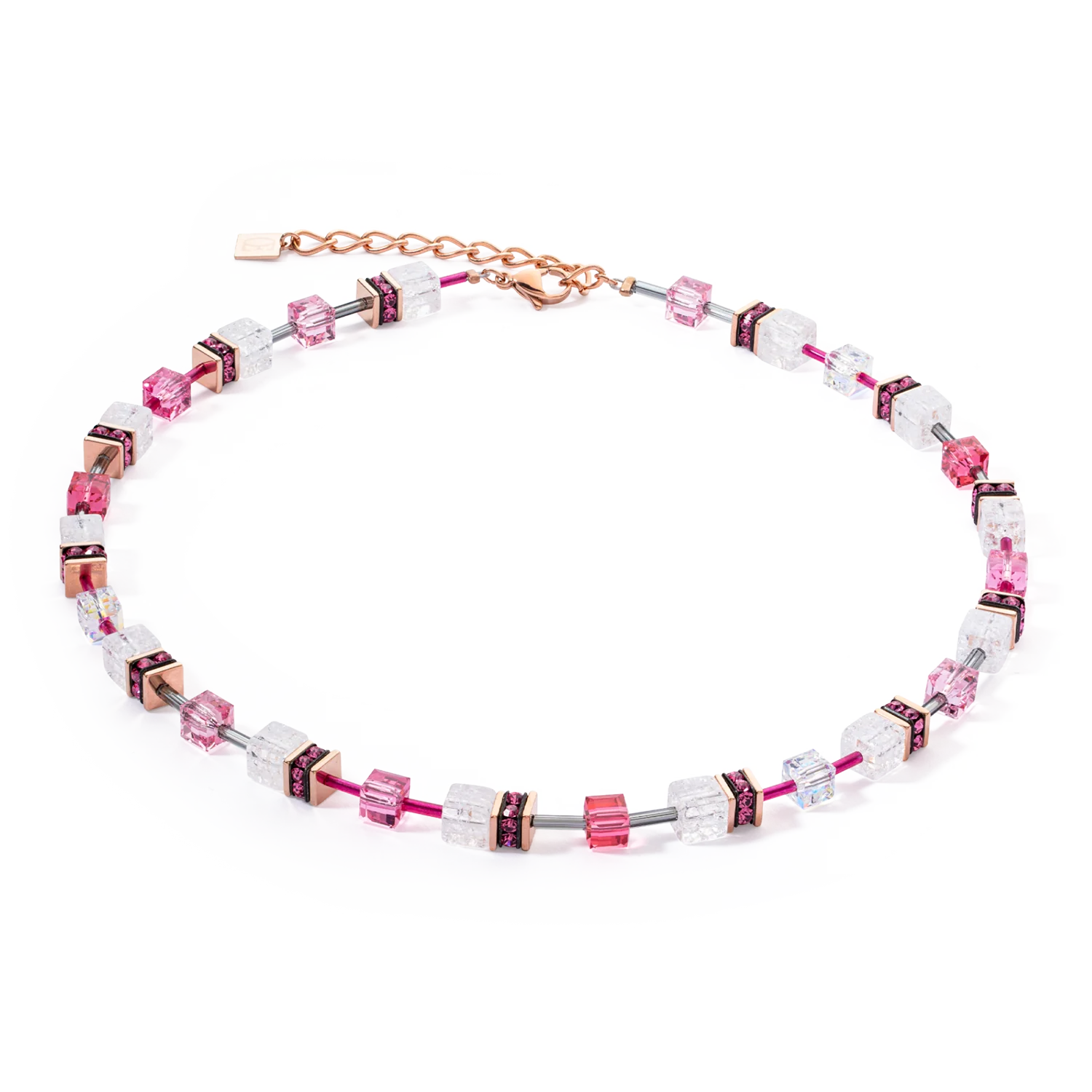 coeur de lion pink white geocube necklace - Carathea