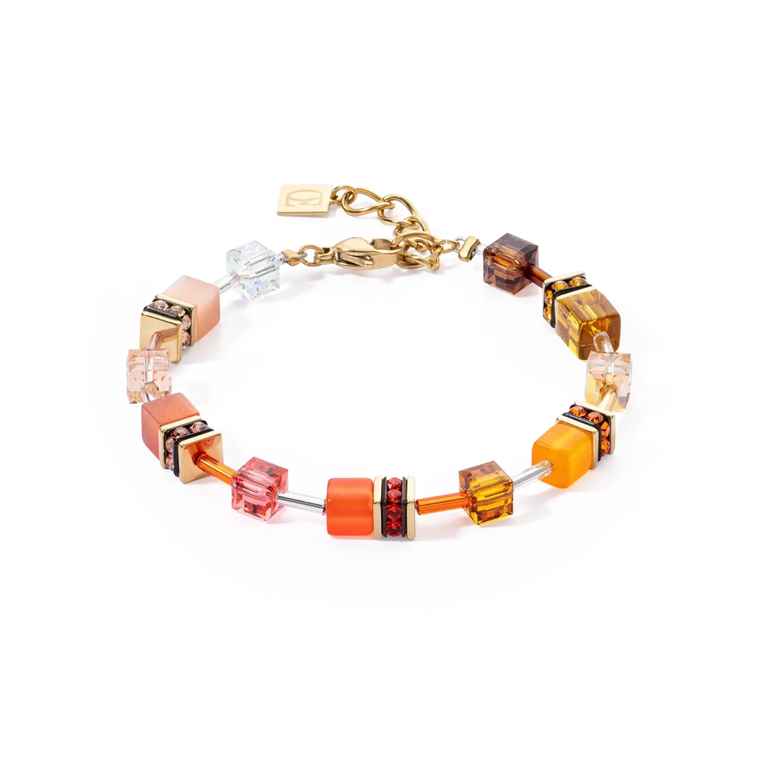 coeur de lion GeoCube bracelet in gold brown and orange - Carathea jewellers