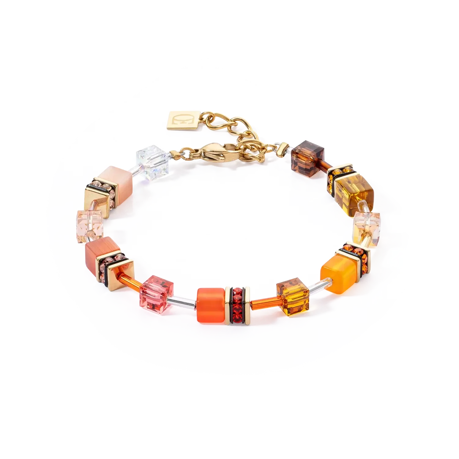 coeur de lion GeoCube bracelet in gold brown and orange - Carathea jewellers